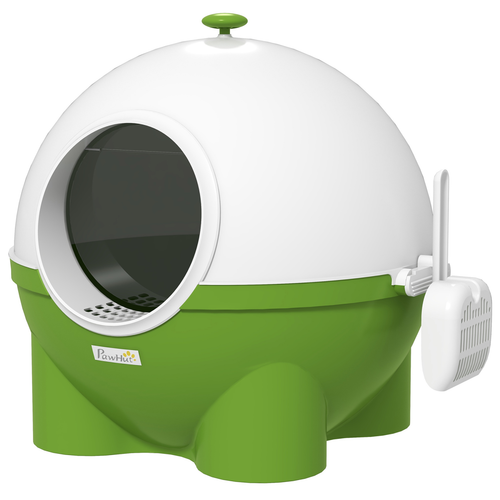 Large Hooded Cat Litter Tray with Scoop – 53 x 51 x 48 cm – Green