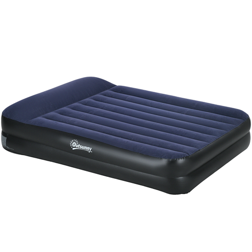 Outsunny Queen Inflatable Mattress – Electric Pump & Built-In Pillow Included