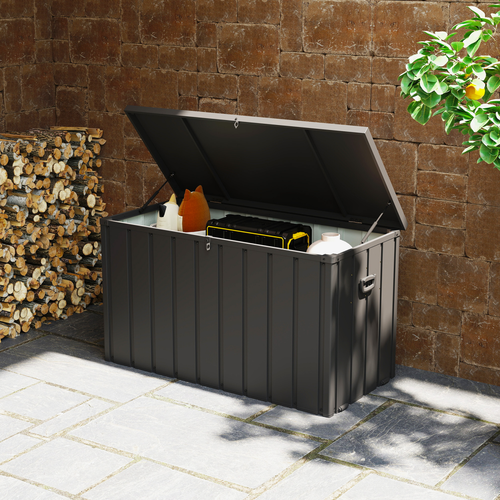 Outdoor Waterproof Storage Box 450L – Plastic Garden Chest with Wheels and Handles