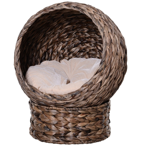 Wicker Cat Bed with Cushion – Handcrafted Elevated Pet Furniture