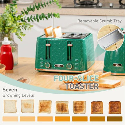Electric Kettle & Toaster Breakfast Set – Green Kitchen Appliance Combo