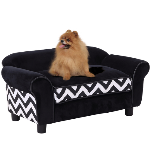 Pet Sofa Couch Bed – XS Dog & Cat Bed with Removable Sponge Cushion – Black