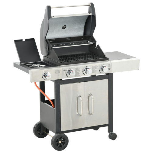 Outsunny Deluxe Gas BBQ Grill 3+1 Burners - Garden Grill with Large Cooking Area