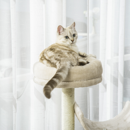 Large Multi-Level Cat Tree – Scratching Post, Tunnel, Perches & Play Center – Beige