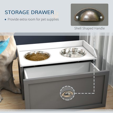 PawHut Stainless Steel Raised Bowl with 21L Storage – For Large Dogs