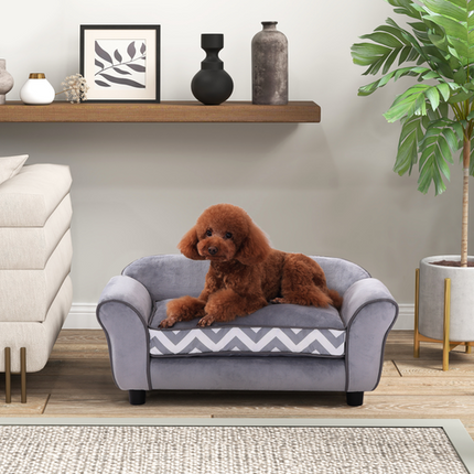Dog & Cat Sofa Couch Bed – XS Size with Removable Sponge Cushion – Grey