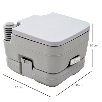 HOMCOM 10L Portable Travel Toilet for Camping – 2 Detachable Tanks – Grey