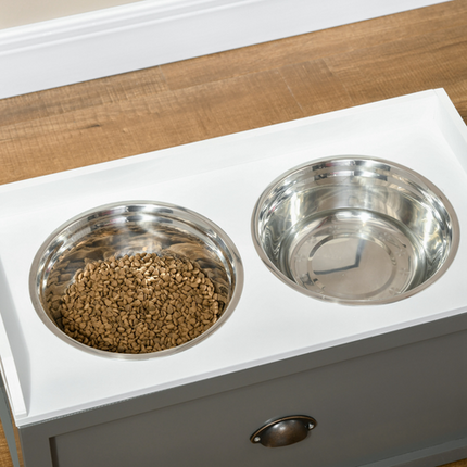PawHut Stainless Steel Raised Bowl with 21L Storage – For Large Dogs
