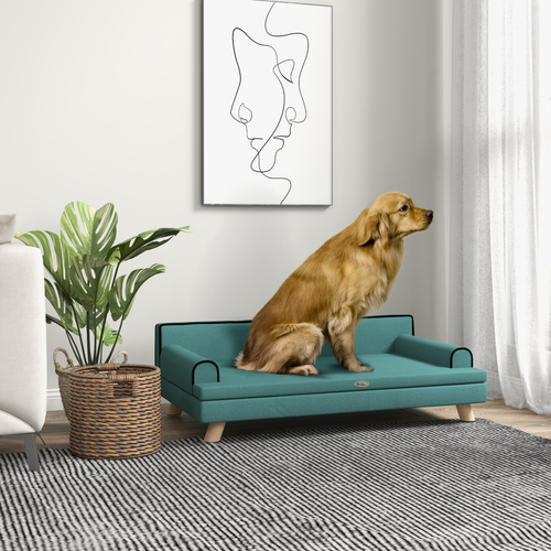 PawHut Dog Sofa Couch – Water-Resistant with Legs for Medium & Large Dogs – Green