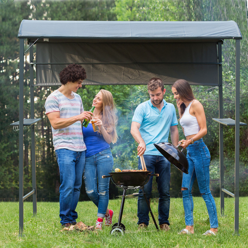 Outsunny Outdoor BBQ Canopy with Metal Frame - Grey