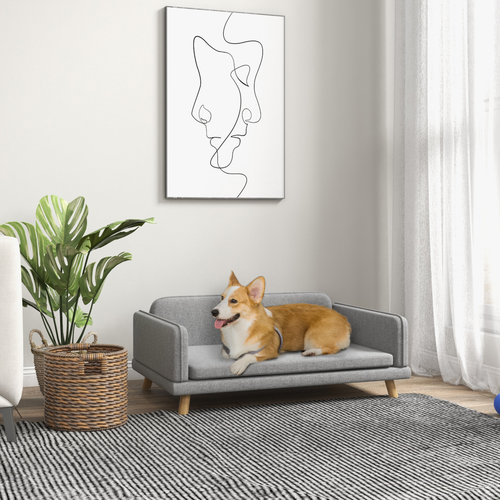 PawHut Dog Sofa Bed – Water-Resistant Couch with Legs for Medium Dogs – Grey