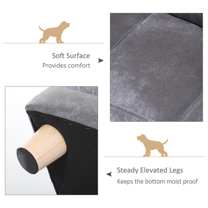 Small Dog & Kitten Sofa Bed – Soft Padded Lounge Couch – Grey