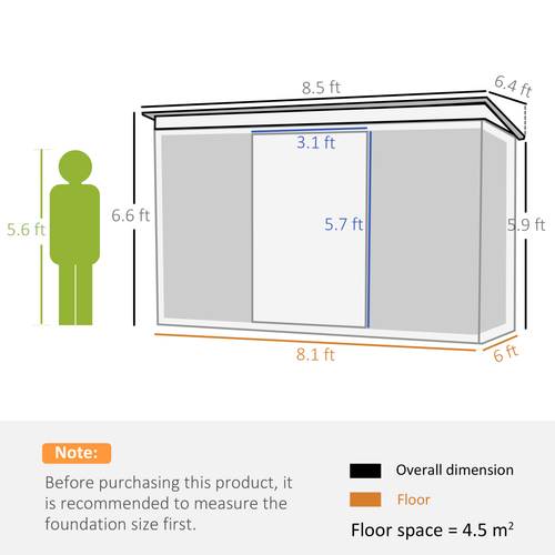 Grey Metal Garden Shed with Double Sliding Doors – Outdoor Tool Organizer for Backyard