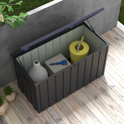 Outdoor Waterproof Storage Box 450L – Plastic Garden Chest with Wheels and Handles