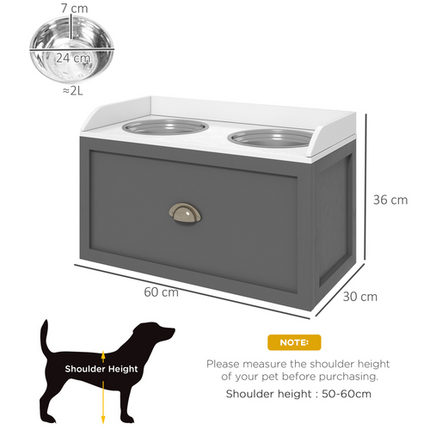 PawHut Stainless Steel Raised Bowl with 21L Storage – For Large Dogs