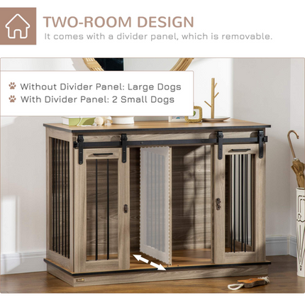 PawHut Dog Crate for Large Dogs – Double Dog Cage for Small Pets – Oak Tone