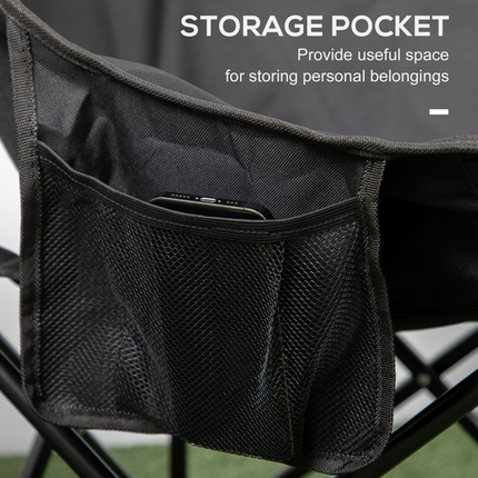 Folding Camping Chair with Carry Bag & Storage Pocket – Black