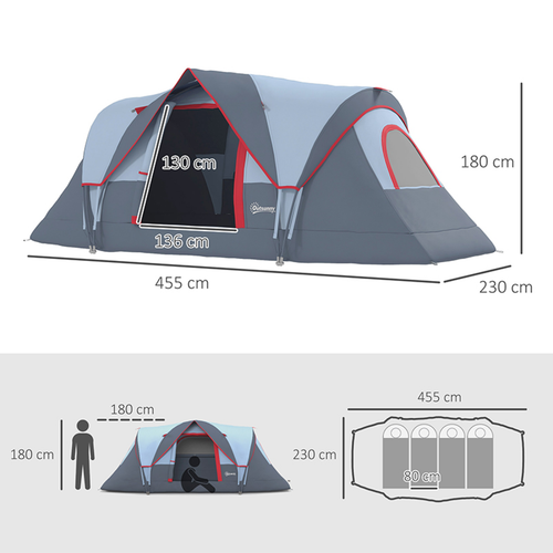 Outsunny 5–6 Person Outdoor Camping Tent with Fiberglass & Steel Frame