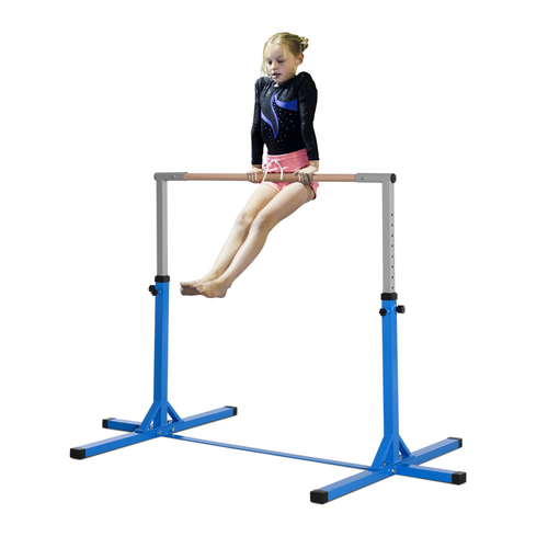 HOMCOM Adjustable Kids Gymnastics Bar – Horizontal Training with Steel Frame, Blue
