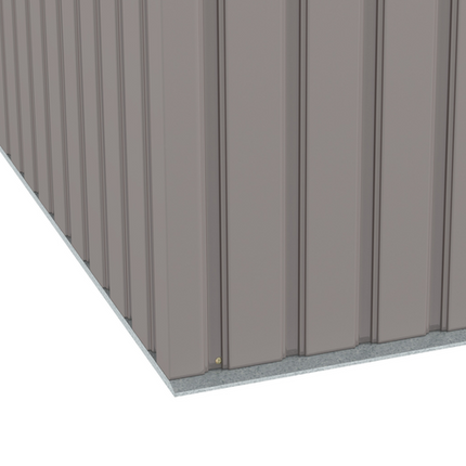 Light Grey Metal Storage Shed with Sloped Roof – Outdoor Tool Storage Box / Container