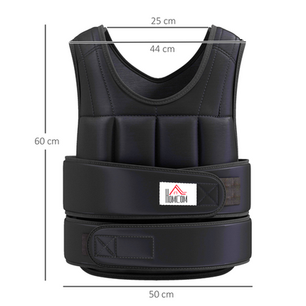 HOMCOM Adjustable 15kg Weighted Vest – For Running, Fitness Training & Weight Loss, Black