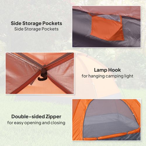 Outsunny 2-Person Dome Camping Tent with Storage Pocket – Orange