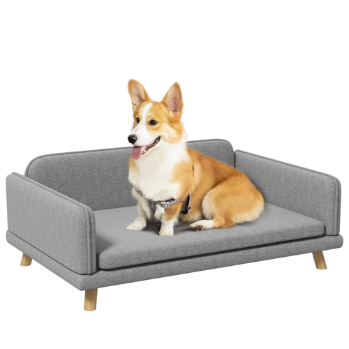 PawHut Dog Sofa Bed – Water-Resistant Couch with Legs for Medium Dogs – Grey