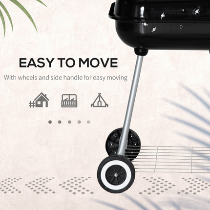 Outsunny BBQ Charcoal Smoker Grill Trolley with 2 Wheels and Utensil Holders
