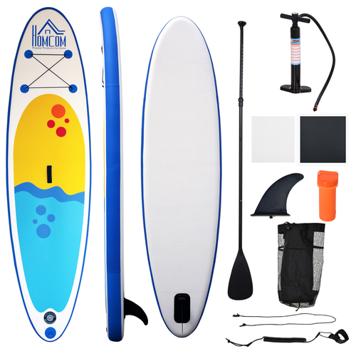 HOMCOM Inflatable Surfboard Set – Paddle, Fix Bag, Air Pump, Backpack Included