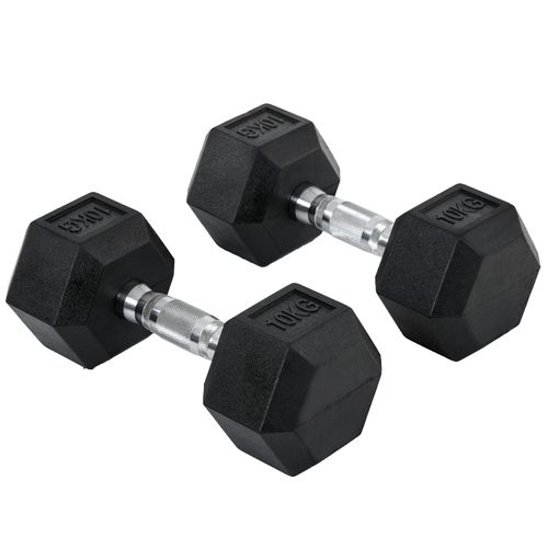 HOMCOM Hex Dumbbell Set 2x10kg – Home Gym Strength Training Weights