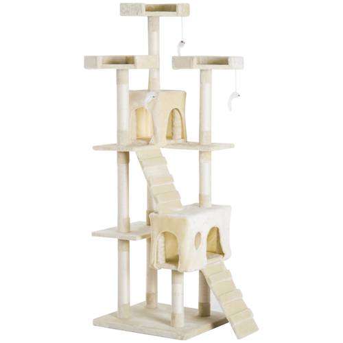 Cat Tree Furniture – Scratcher Post with Bed, Play House, Ladder & Toy for Kittens