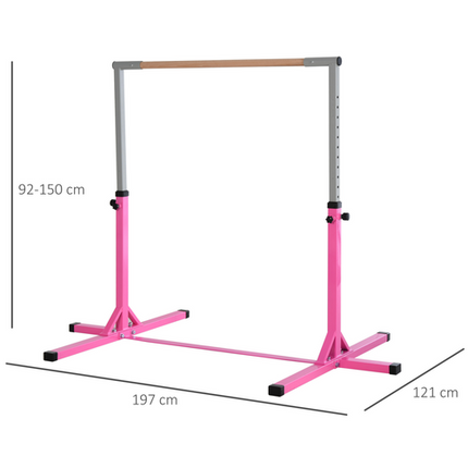 HOMCOM 95–145cm Gymnastics Horizontal Bar – Adjustable for Kids Home Fitness