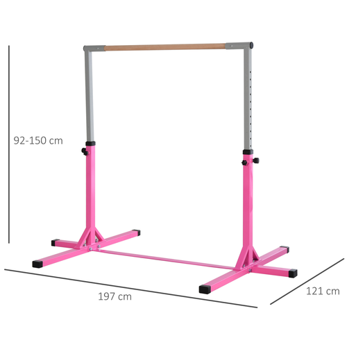 HOMCOM 95–145cm Gymnastics Horizontal Bar – Adjustable for Kids Home Fitness