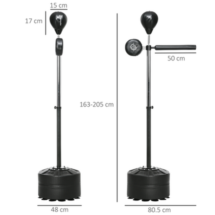 SPORTNOW Adjustable Speed Bag – Boxing Reflex Bar with Stand, Black