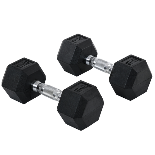 HOMCOM Hex Dumbbell Set 2x8kg – Home Weight Lifting Fitness Equipment