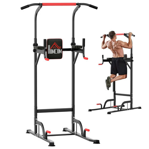 HOMCOM Power Tower Pull-Up Station – Home Gym Workout Equipment