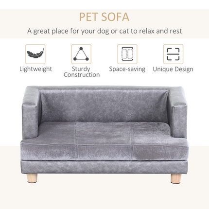 Small Dog & Kitten Sofa Bed – Soft Padded Lounge Couch – Grey