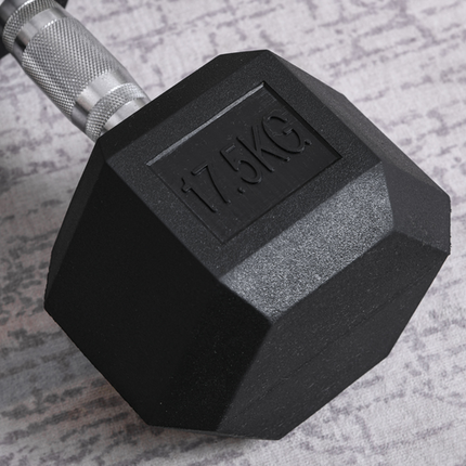 HOMCOM 17.5kg Single Rubber Hex Dumbbell – Portable Hand Weight for Home Gym
