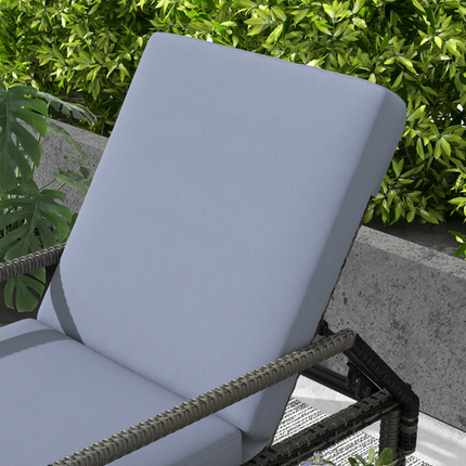 Mixed Grey Rattan Sun Lounger Set with Adjustable Backrest and Wheels – Garden Furniture