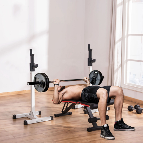 HOMCOM Heavy Duty Barbell Squat Rack – Power Weight Stand for Home Gym