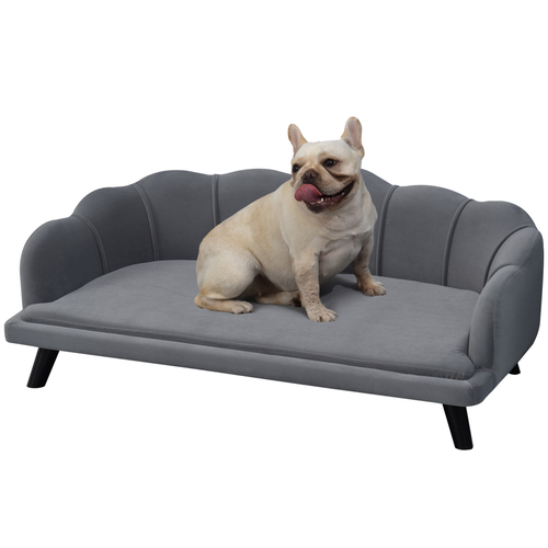 PawHut Dog Sofa Couch Bed – For Medium & Large Dogs – Legs & Cushion – Grey