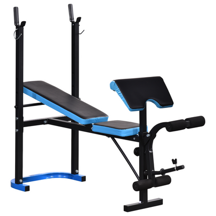 HOMCOM Adjustable Weight Bench – With Leg Developer and Barbell Rack for Home Gym