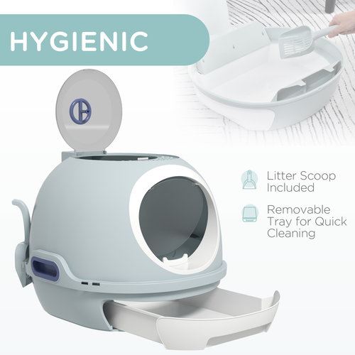 Enclosed Cat Litter Box with Scoop – Drawer & Skylight – Easy to Clean
