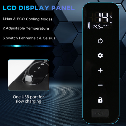 Outsunny 18L 12V Car Refrigerator – LED Light – Compact Portable Fridge for Travel
