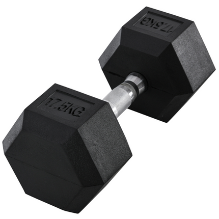 HOMCOM 17.5kg Single Rubber Hex Dumbbell – Portable Hand Weight for Home Gym