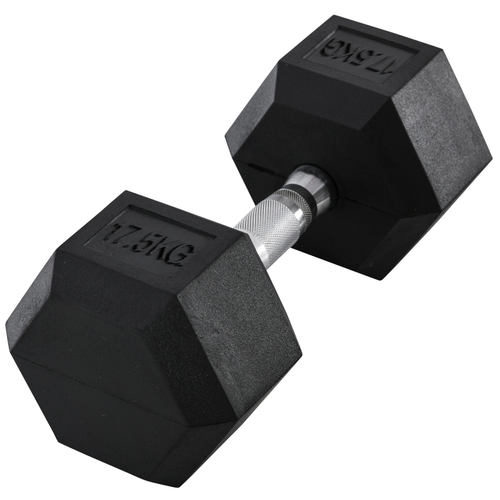 HOMCOM 17.5kg Single Rubber Hex Dumbbell – Portable Hand Weight for Home Gym