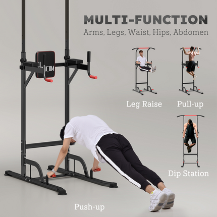 HOMCOM Power Tower Pull-Up Station – Home Gym Workout Equipment