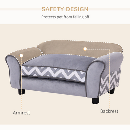 Dog & Cat Sofa Couch Bed – XS Size with Removable Sponge Cushion – Grey