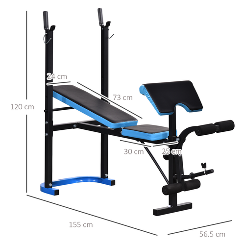 HOMCOM Adjustable Weight Bench – With Leg Developer and Barbell Rack for Home Gym