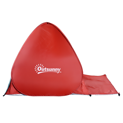 Outsunny Beach Tent – Instant Pop-Up Sun Shade Shelter – Red